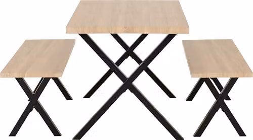 Seconique Buxton Dining Table and Benches Set in Brown and Black – 4