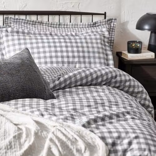 Riva Home Yard Barton Grey Gingham Check Reversible Cotton Duvet Cover and Pillowcase Set, 200 x 200 cm – 2