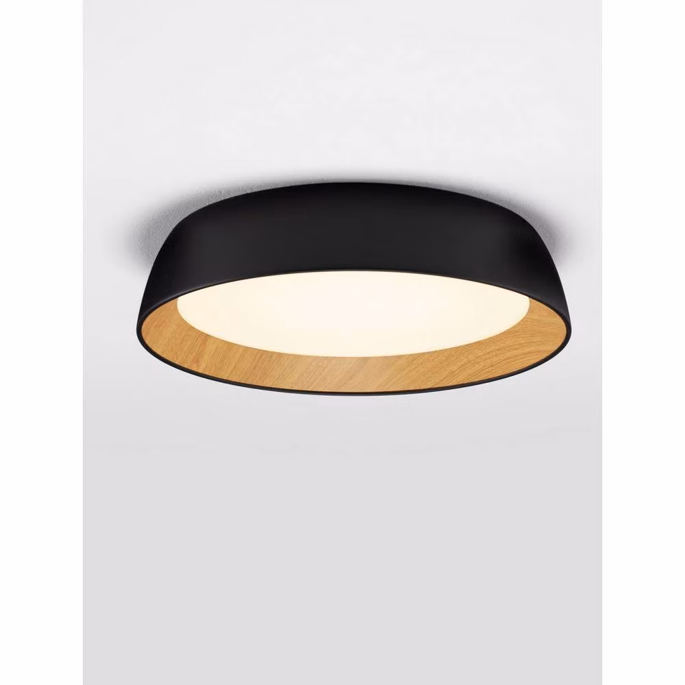 Nova Luce Sigi Round Ceiling Light in Black and Wood, Dimmable LED, 45 cm Diameter – 3