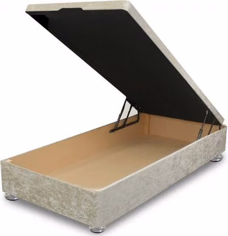ASC Lunar 3ft Single Front Opening Ottoman Divan Base with Velvet Upholstered Frame, W: 90 cm, D: 190 cm
