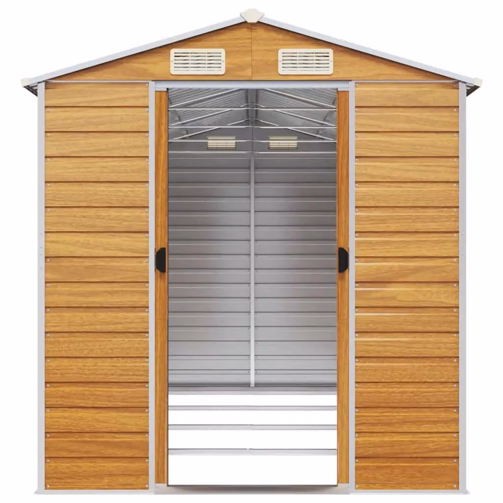 Berkfield Home Garden Shed in Brown Galvanised Steel, W/D/H: 191 x 385 x 198 cm – 3