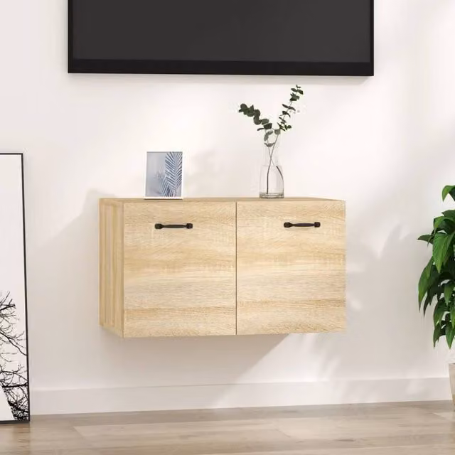 Berkfield Home Sonoma Oak Wall Cabinet in Brown, W: 60 cm, D: 35 cm, H: 35 cm – 1