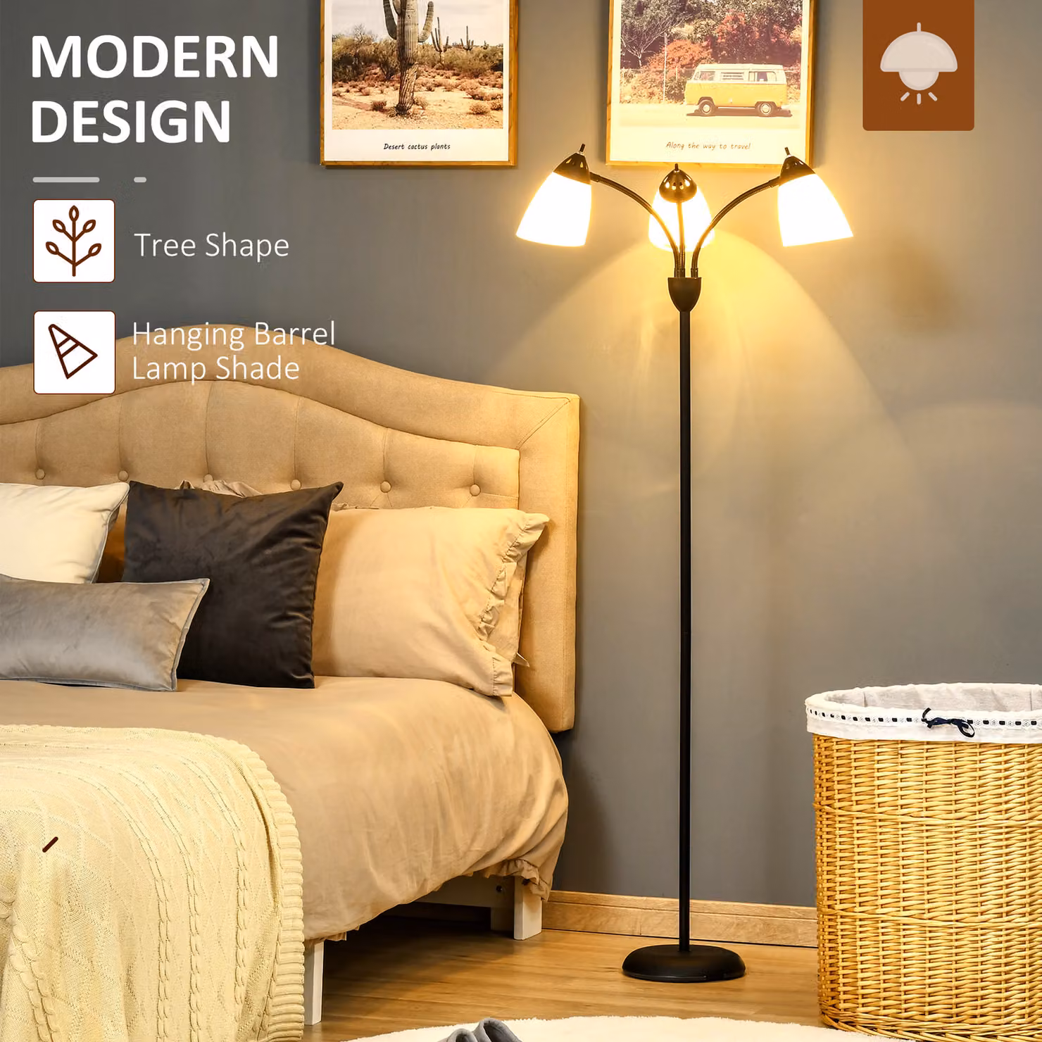 HOMCOM Arc Illuminator Adjustable Industrial Black Metal Floor Lamp for Bedroom and Living Room H 155 cm x W 22.5 cm x D 22.5 cm – 4