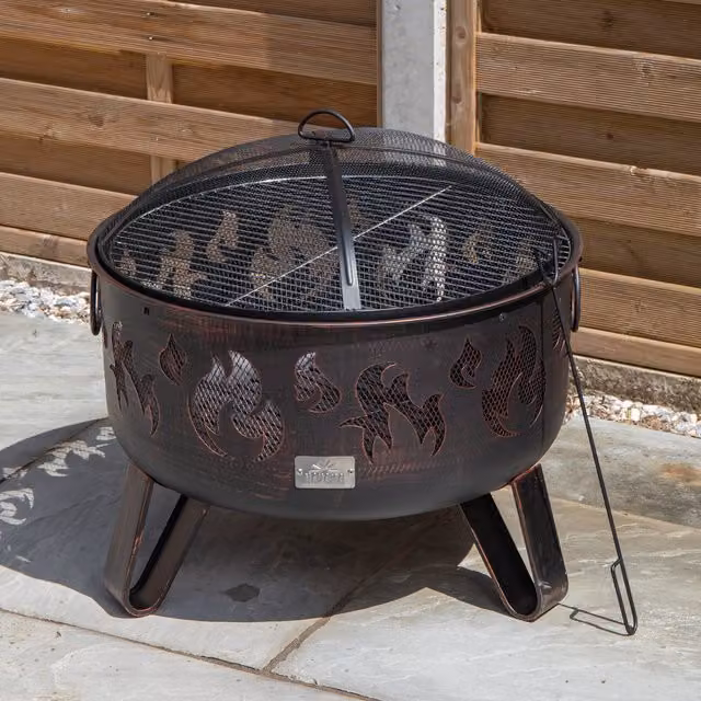 Fuego Black Steel Deepbowl Outdoor Firepit, 60 cm Diameter