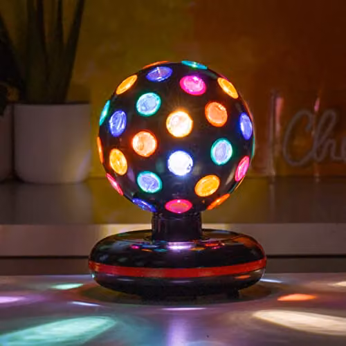 Global Gizmos 45830 Rotating LED Disco Ball with Multi-Colour Lights, Black – 6