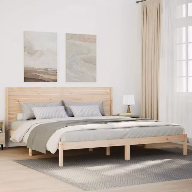 Berkfield Home Extra Long Solid Pine Bed Frame in Brown, W/D/H: 180 x 210 cm