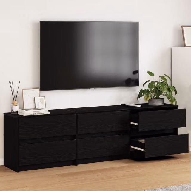 Berkfield Home Black Rustic TV Cabinet W/D/H: 182 x 34 x 50 cm