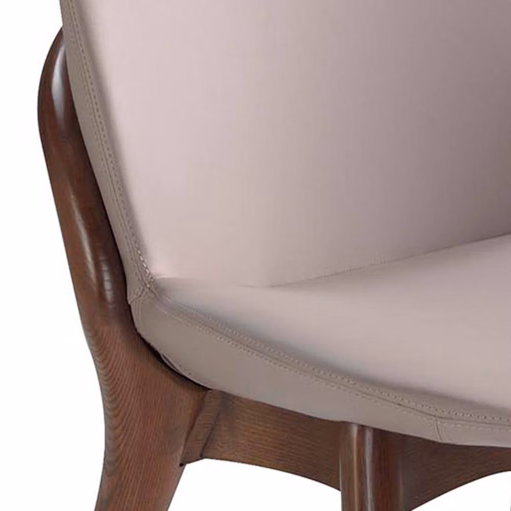 Angel Cerda Dark Mink Leatherette Dining Chair with Armrests in Beige – 4
