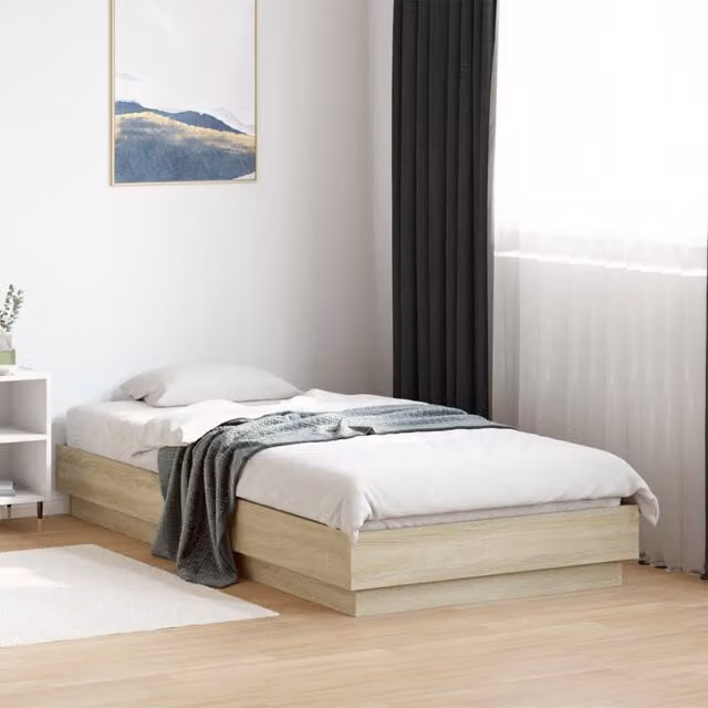 Berkfield Home Single Bed Frame in Sonoma Oak, Brown, W/D/H: 90 x 190 cm – 1