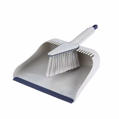 Beldray Deep Clean Dustpan and Brush Set in Blue with Pointed Head and Built-In Bristle Comb