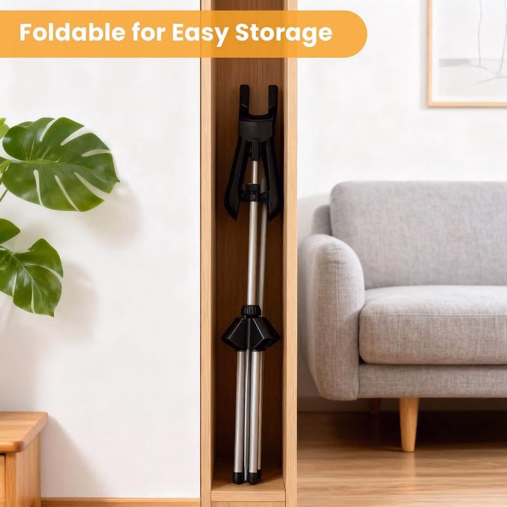 PAWNORA Black Freestanding Aluminium and Metal Clothes Steamer Holder with Anti-Slip Base – 3