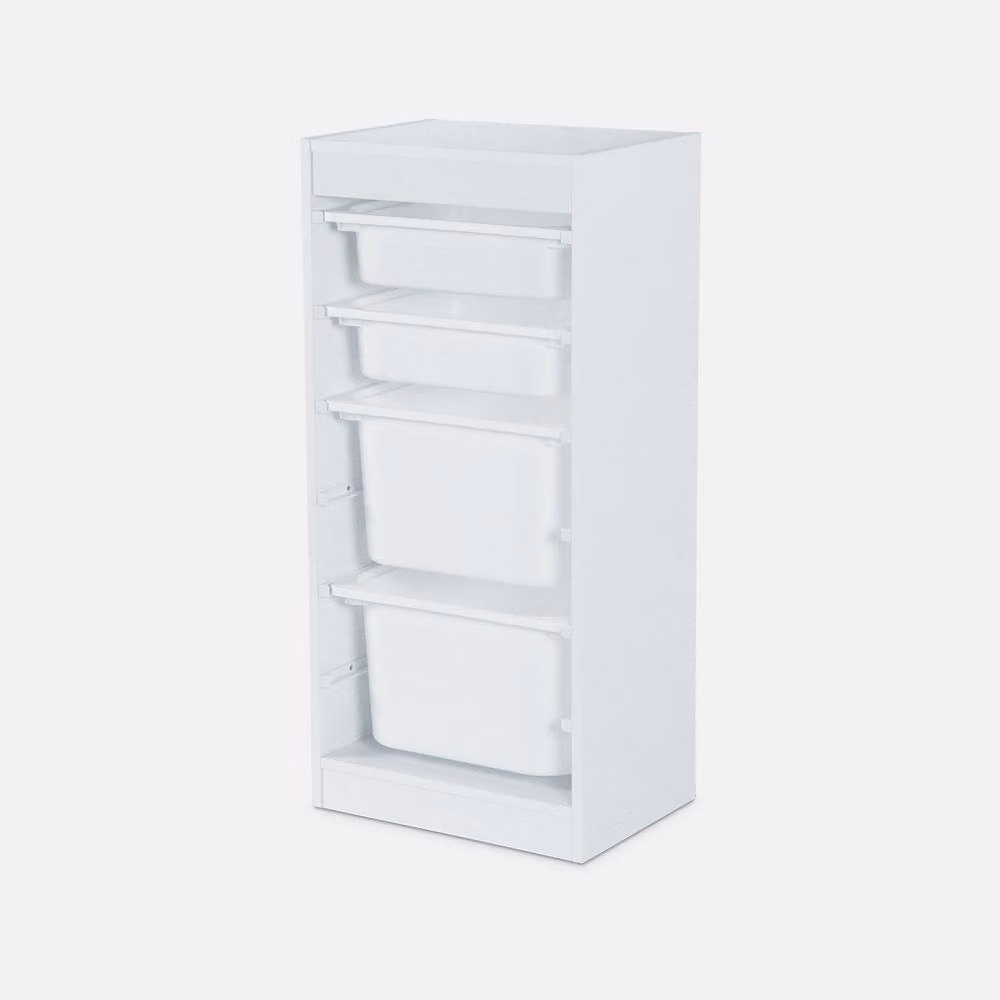 sweeek Storage Unit with 4 Transparent Bins in White – 2
