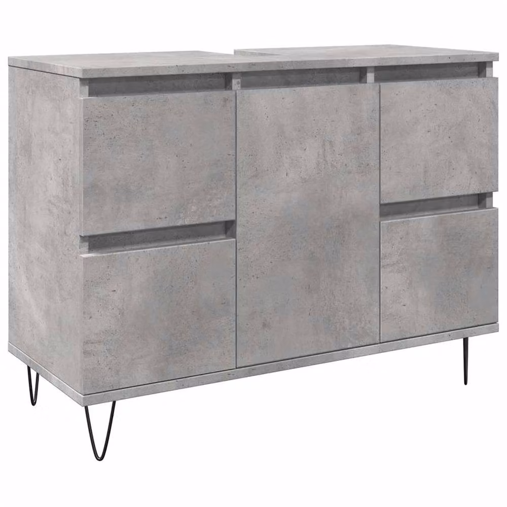 Berkfield Home Durable Freestanding Bathroom Cabinet in Concrete Grey, W/D/H: 80 x 33 x 60 cm – 2