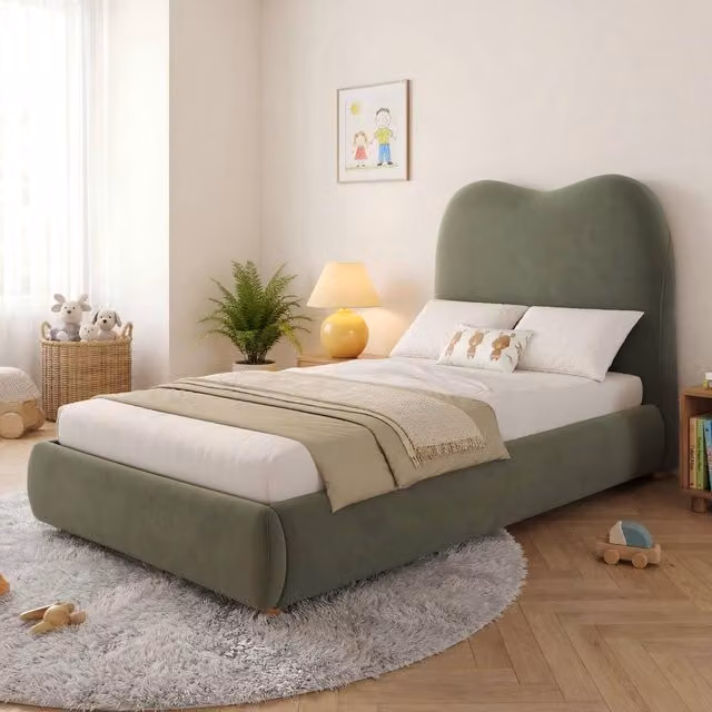 Merax Single Velvet Upholstered Ottoman Storage Bed, Green, W/D/H: 90 x 190 cm