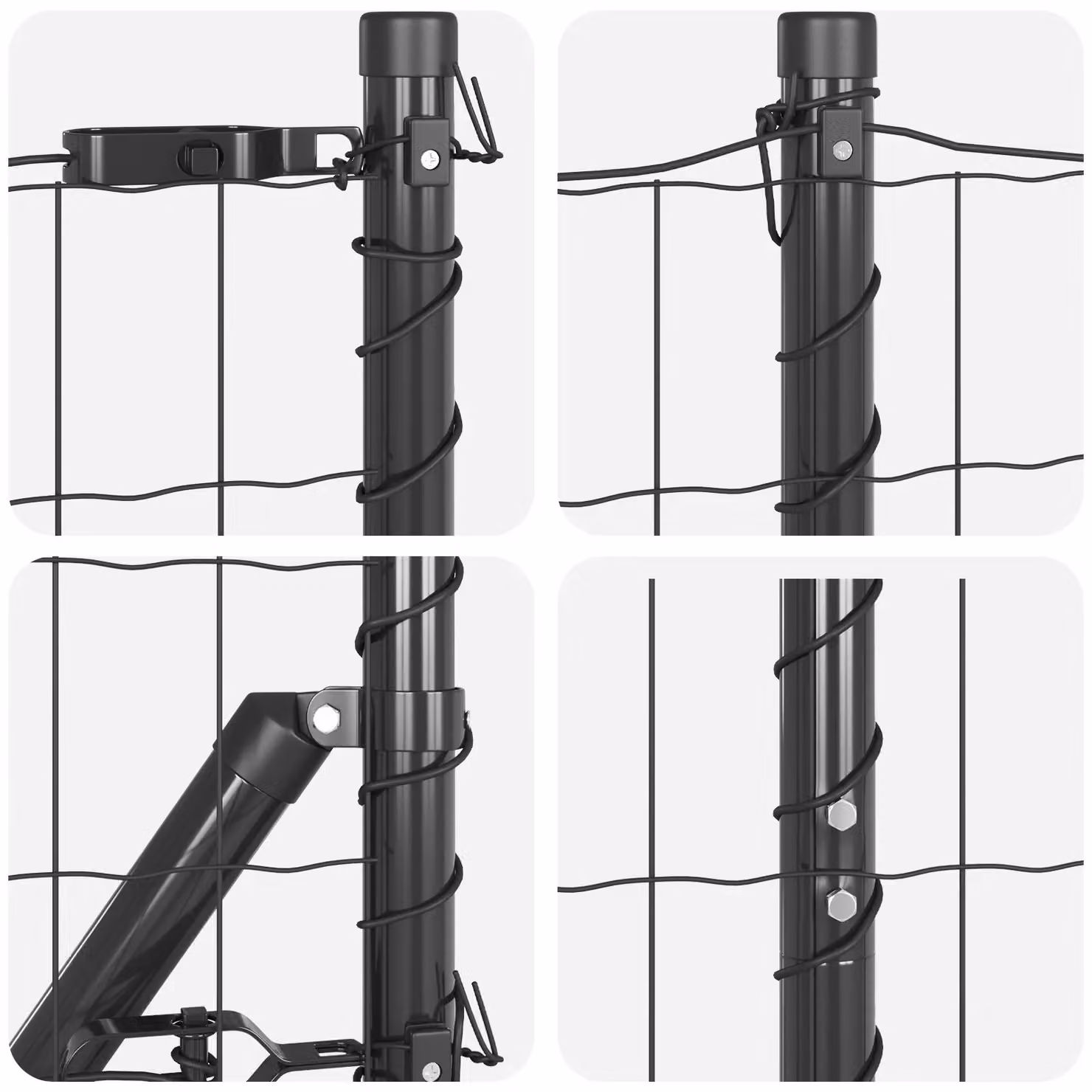 Berkfield Home Euro Fence with 7 Posts, Galvanised Steel, Grey and Silver, W: 10 m, H: 1.6 m – 5