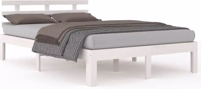 Berkfield Home White Solid Pine Wood Bed Frame 200 x 200 cm – 1