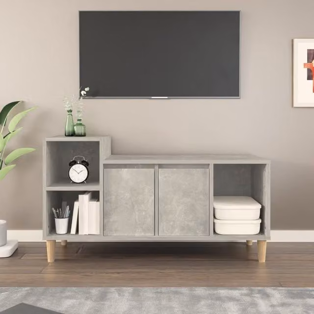 Berkfield Home Classic TV Cabinet in Concrete Grey, W/D/H: 100 x 35 x 55 cm