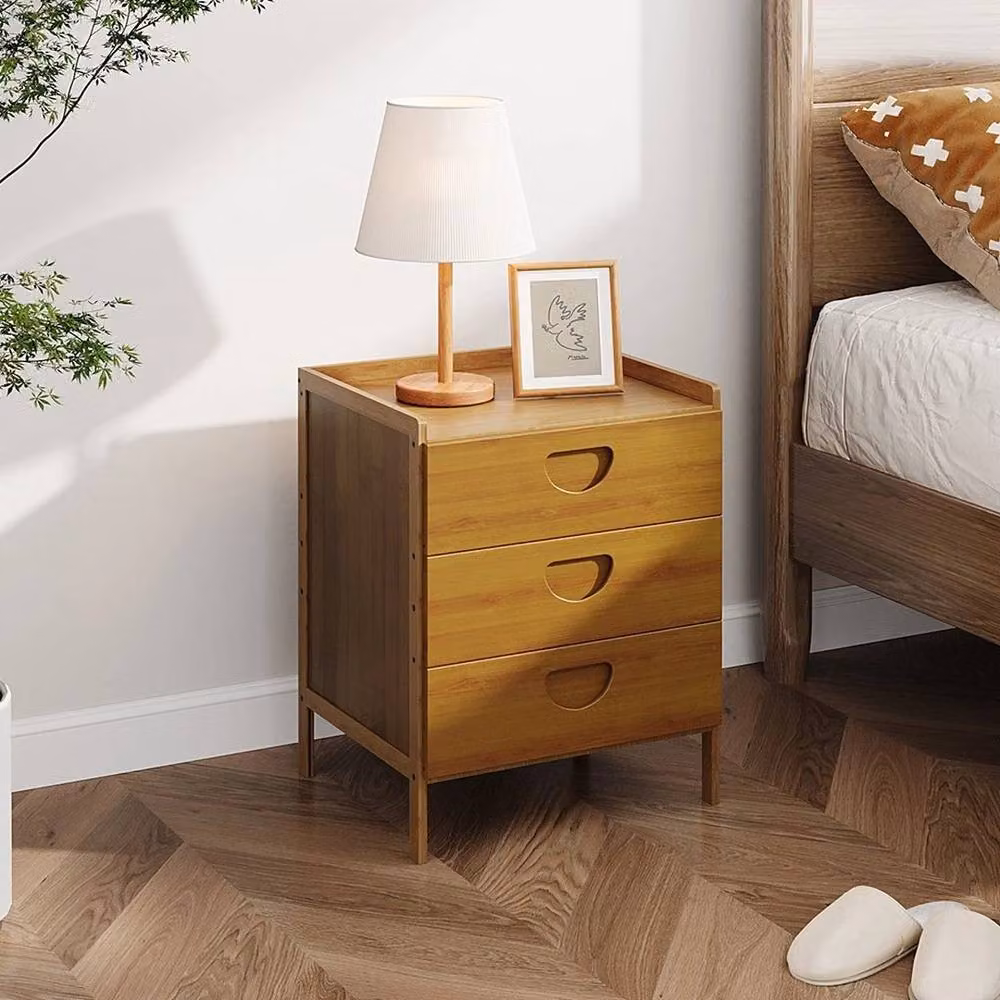 KORVIXA Brown Small Bedside Table and Side Cabinet W/D/H: 100 x 100 x 100 cm – 4
