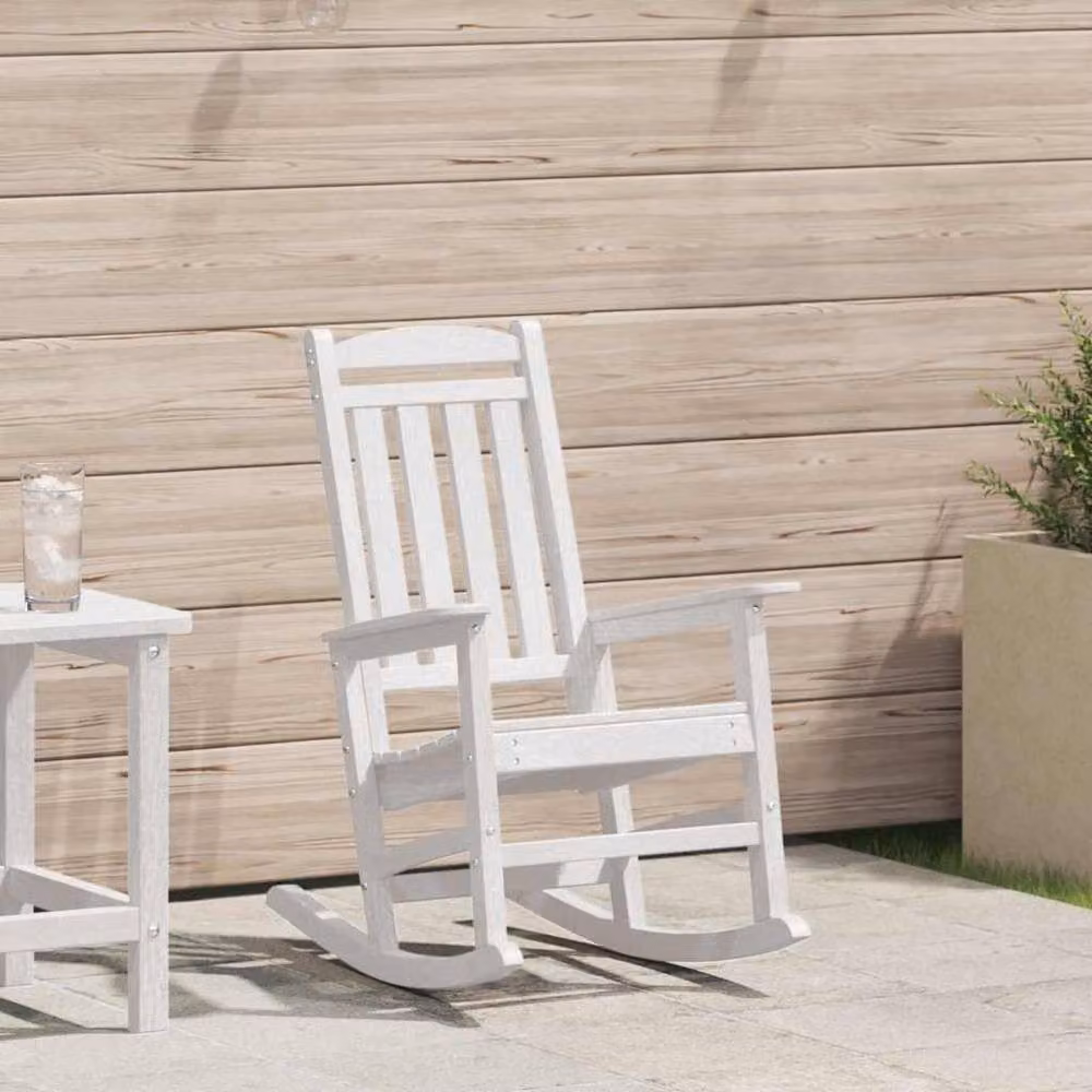 Berkfield Home Garden Rocking Chair in White, W/D/H: 70 x 92 x 108 cm – 2
