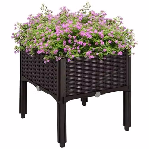 Outsunny Brown Plastic Raised Garden Bed for Vegetables, Herbs and Ornamental Plants