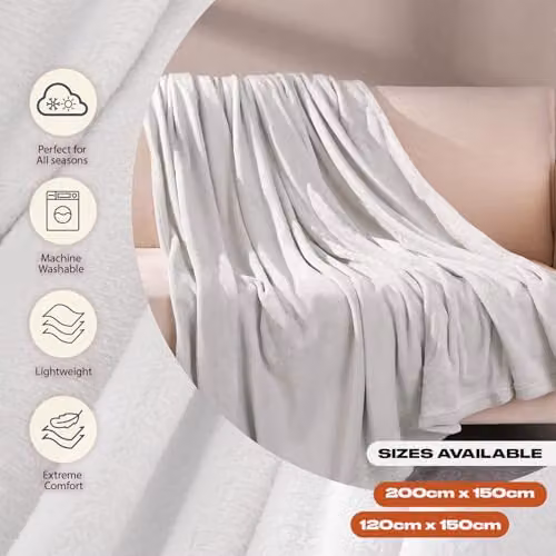 Brentfords Flannel Fleece Blanket in Grey/Silver, W/D/H: 150 x 200 cm – 3