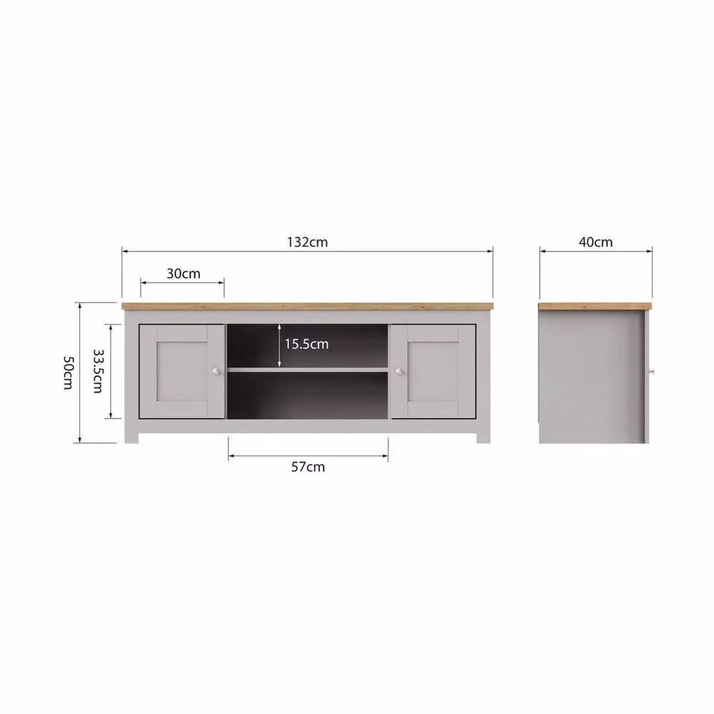 KORVIXA Modern Grey TV Stand Cabinet Unit with 2 Doors and 2 Shelves, W/D/H: 100 x 100 x 100 cm – 2