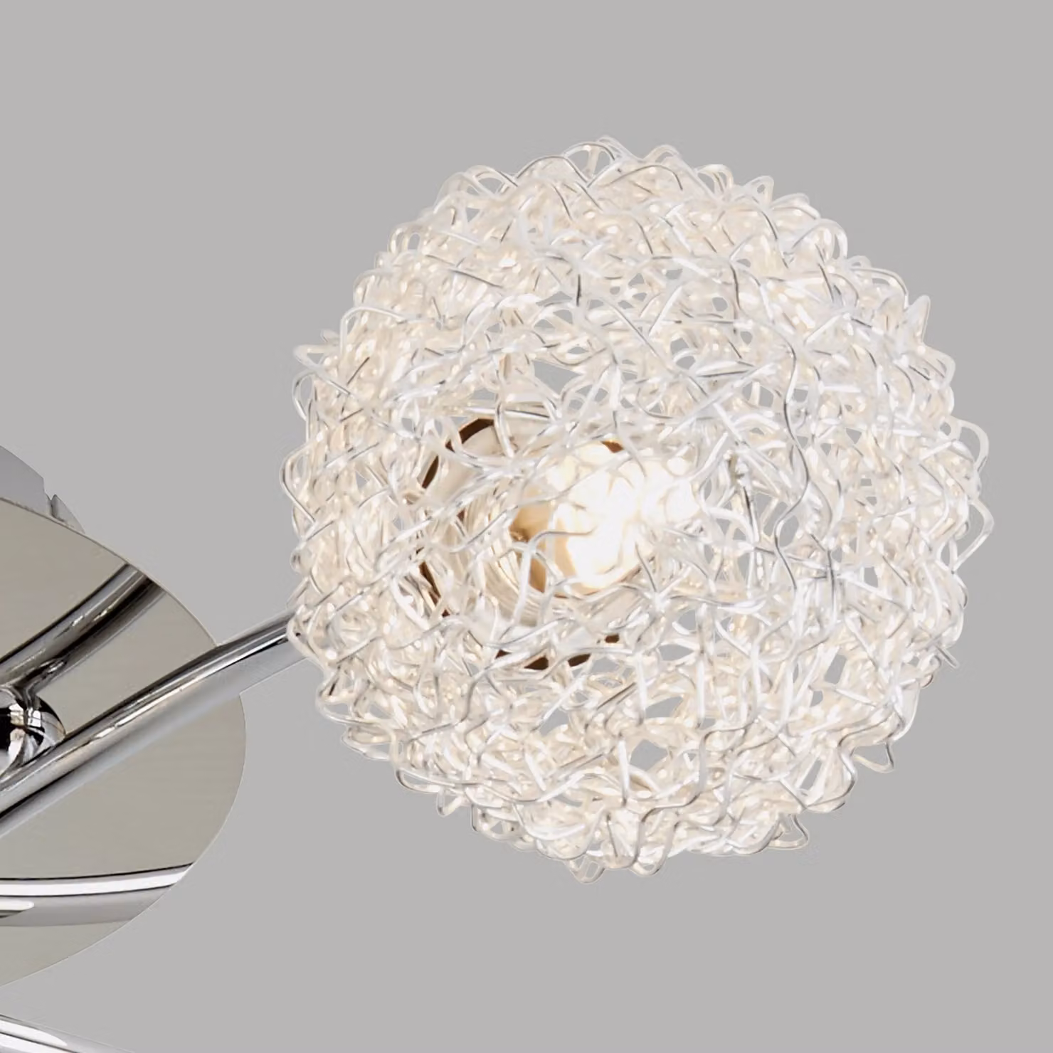 Lighting Collection 5-Light Chrome and Aluminium Flush Ceiling Light in Silver – 2