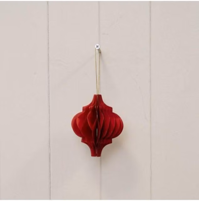 KDMD Set of 3 Red Abstract Spinning Top Christmas Baubles