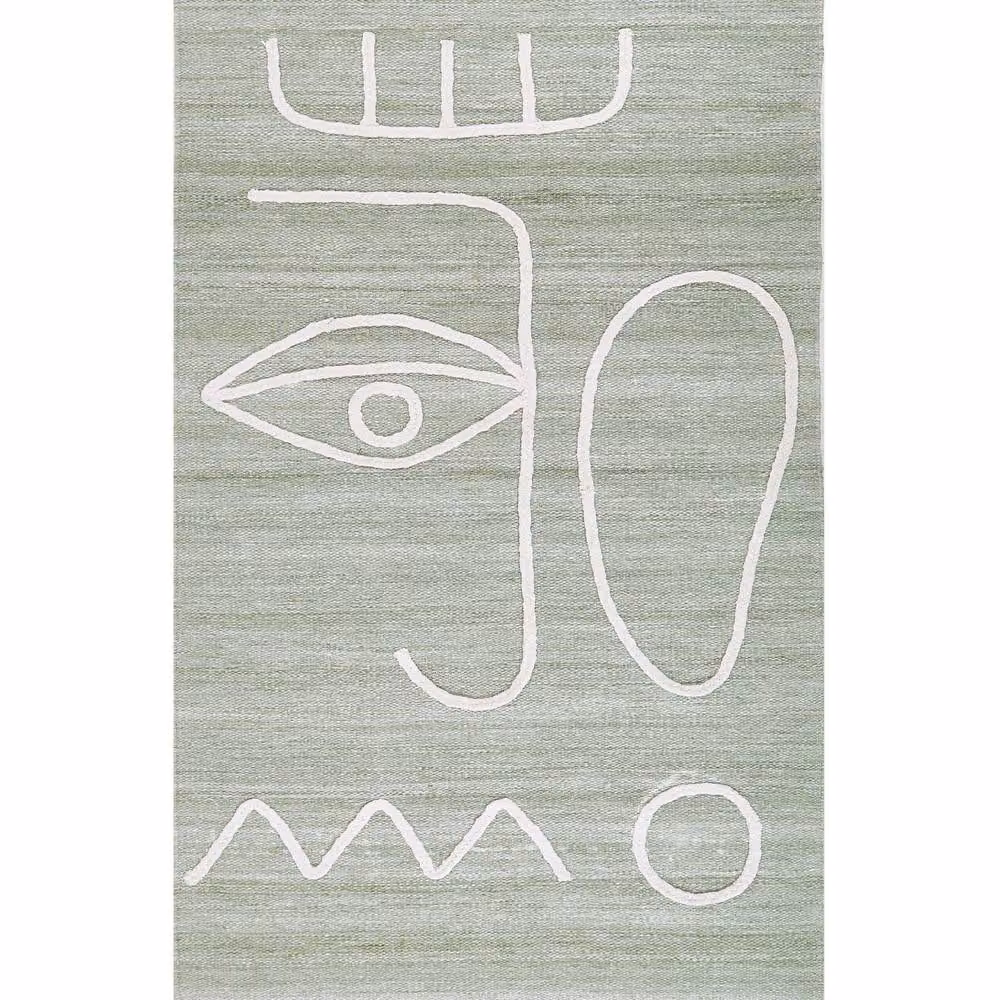 Wyld and Coco Handwoven Rectangular Area Rug in Green with Tassels, W/D: 80 x 150 cm – 2