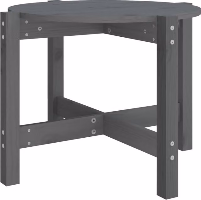 Berkfield Home Round Grey Solid Pine Coffee Table, W: 62.5 cm, H: 45 cm, D: 45 cm