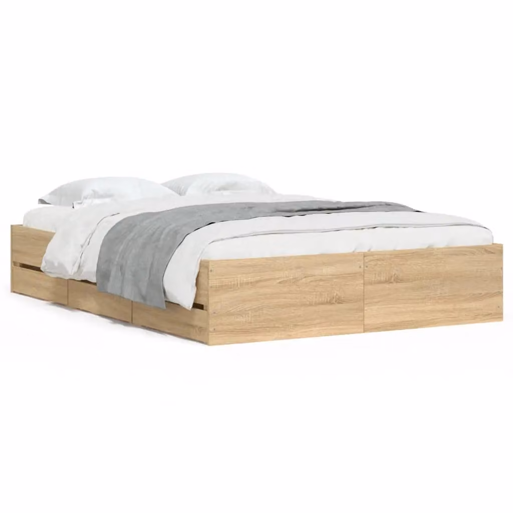 Berkfield Home Sonoma Oak Small Double Bed Frame with Drawers, Brown, W/D/H: 120 x 190 cm – 2