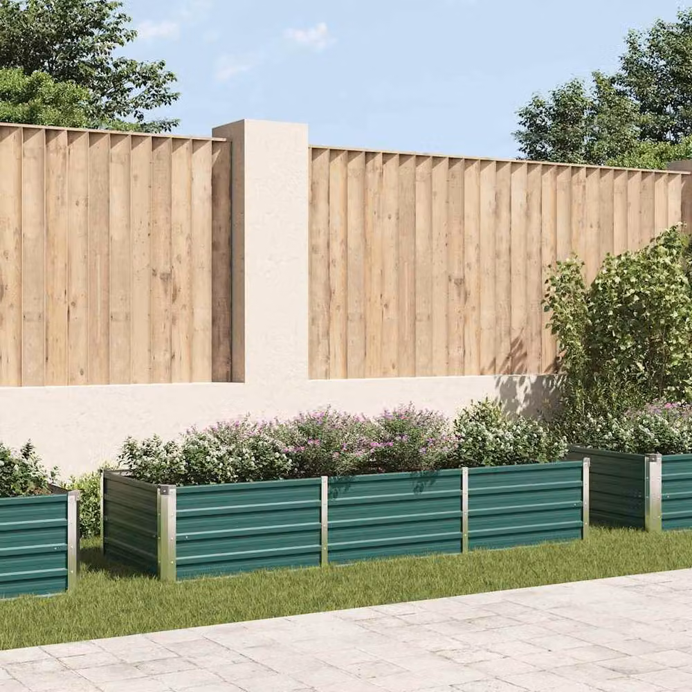 Berkfield Home Garden Galvanised Steel Raised Bed in Green, W/D/H: 240 x 80 x 45 cm – 2