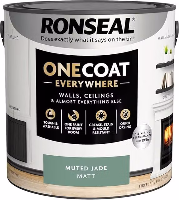 Ronseal One Coat Everywhere Interior Matt Paint in Green, 2.5 l