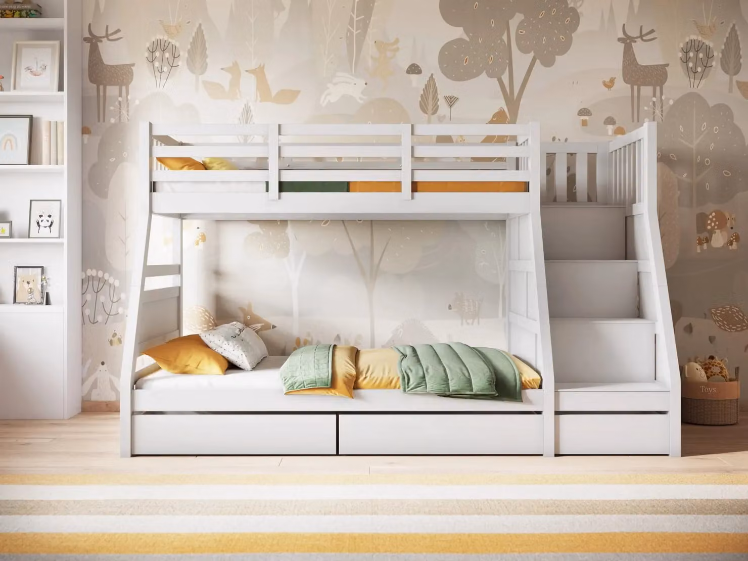 Flair Furnishings Lunar Triple Bunk Bed in White and Grey, Solid Wood, W/D/H: 90 x 200 x 144.5 cm – 2
