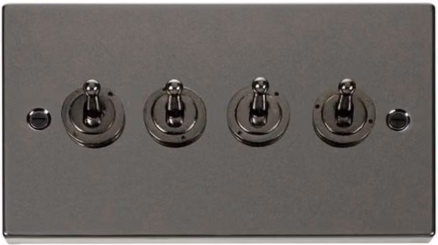 SE Home Black Nickel 4 Gang 2 Way 10AX Toggle Flush Light Switch – 1