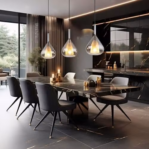 Netlighting by Globo Lighting Bar Pendant Ceiling Light in Black and Grey with Smoked Glass Shades, 3x E27, H x W x D: 140 x 60 x 20 cm