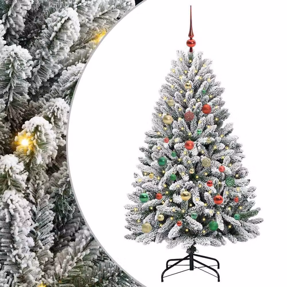 Berkfield Home Artificial Christmas Tree in Green and White, Height: 150 cm – 2