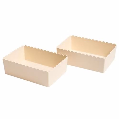 OHS 2 Pack Scallop Edge Plastic Storage Organiser Trays in Beige – 1