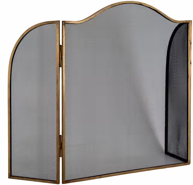 KDMK Antiqued Brass Large Vintage Style Fireplace Protector in Grey