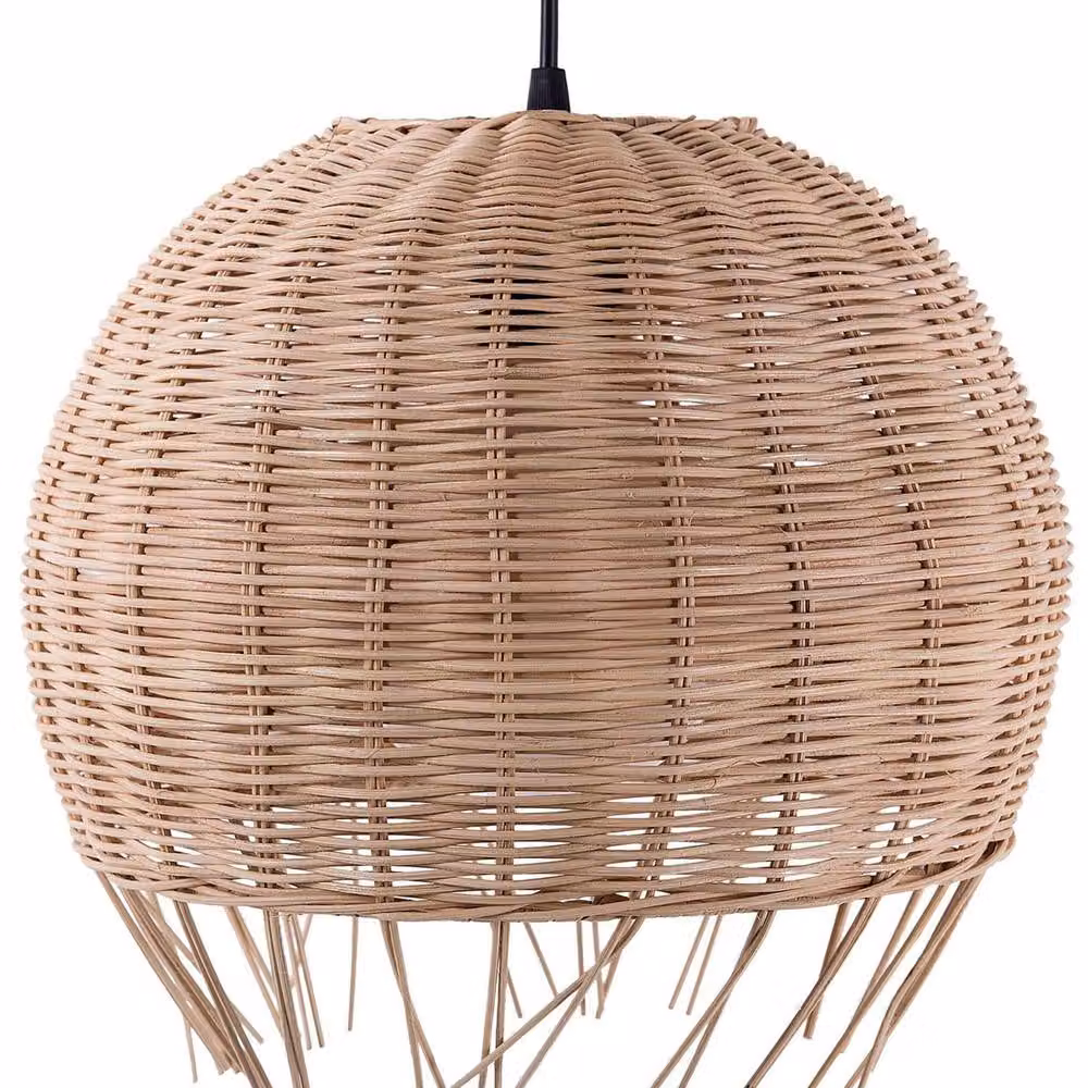 Wyld and Coco Natural Rattan Dome Pendant Lamp in Beige and Sand – 2