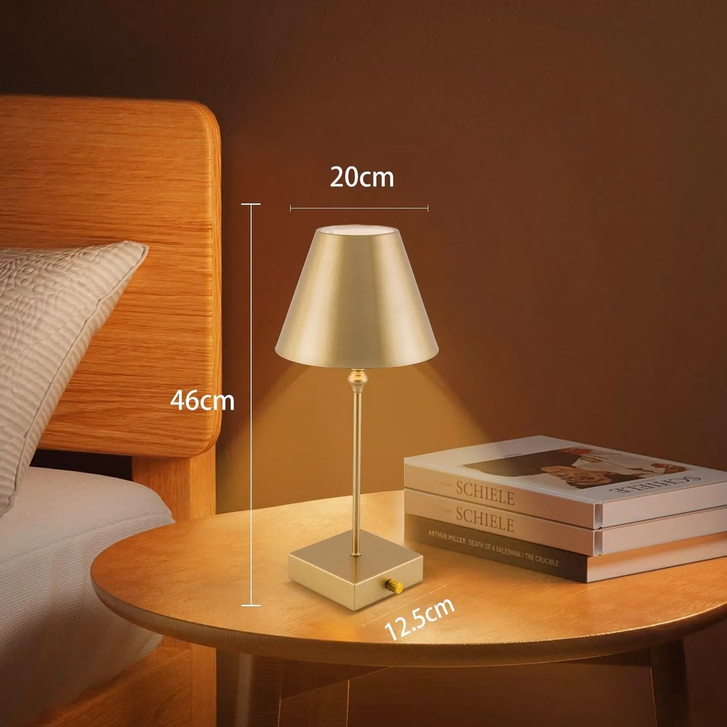 Harper Living Modern Cordless LED Table Lamp with Dimmable Rotary Switch, Gold – 5