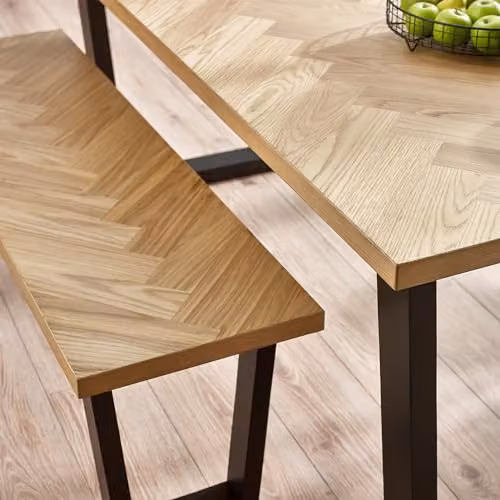 Julian Bowen Hilton 2 Seater Dining Bench in Oak, W/D/H: 114.0 x 44.5 x 39.0 cm – 3