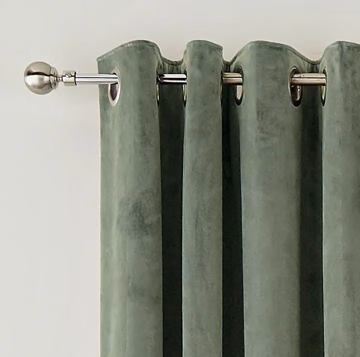 Helena Springfield Escala Velvet Eyelet Curtains in Green and Silver, Width: 167 cm, Drop: 137 cm – 2