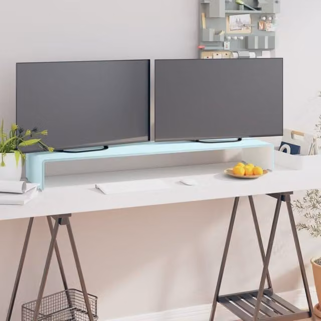 Berkfield Home Glass TV Stand and Monitor Riser in Green, W/D/H: 110 x 30 x 13 cm – 1
