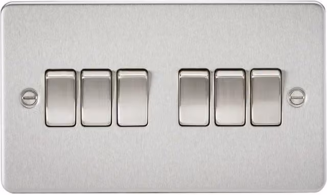 Knightsbridge FP4200BC Flat Plate 10AX 6G 2-Way Switch in Brushed Chrome