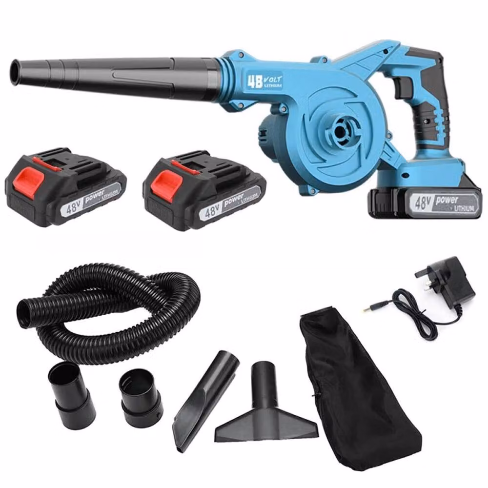 VOGREX 48V 2-in-1 Cordless Leaf Blower Vacuum with 2 Rechargeable Batteries in Blue – 2