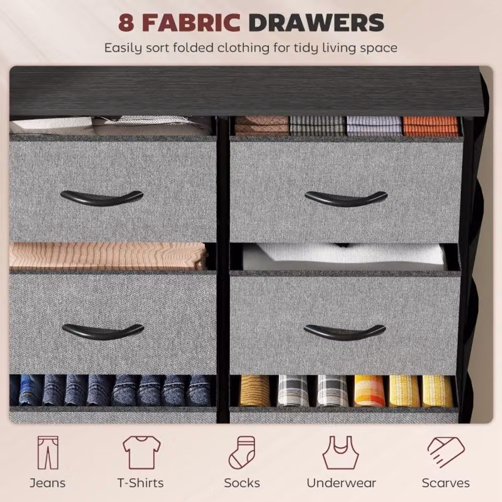 STILVORA 8-Drawer Chest of Drawers with Metal Frame in Charcoal Grey and Anthracite – 5