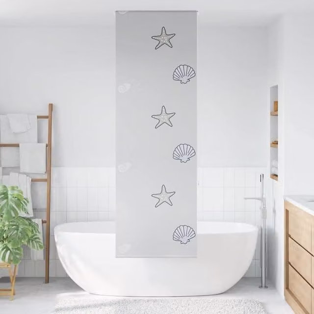 Berkfield Home Grey Opaque Shower Roller Blind, W: 60 cm, H: 240 cm