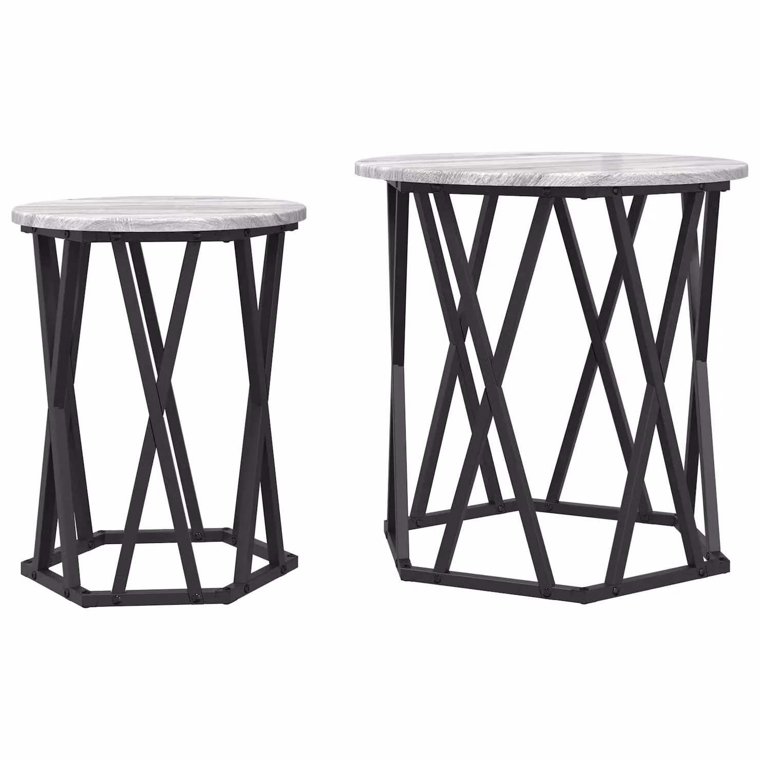 Berkfield Home Set of 2 Round Nested Side Tables in Grey Sonoma Engineered Wood – 2