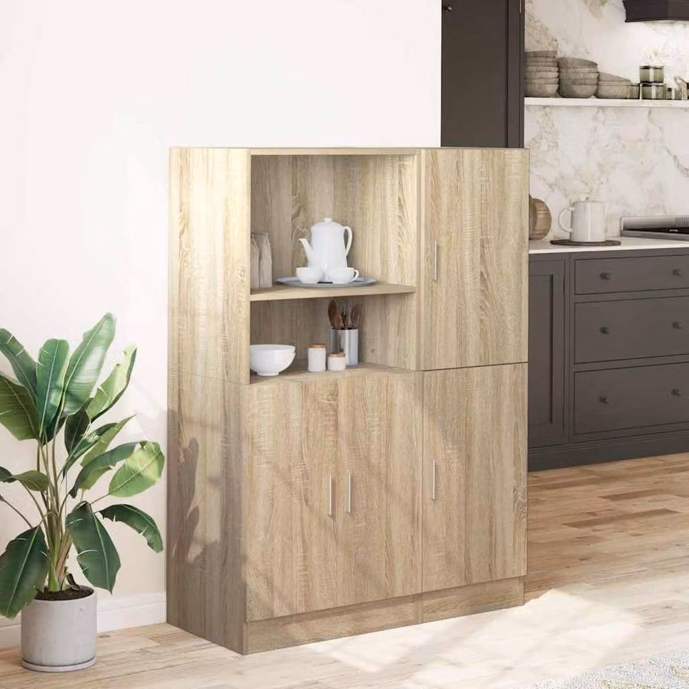 Berkfield Home 2 Piece Modern Wall Mounted Kitchen Cabinet Set in Sonoma Oak Brown – 2
